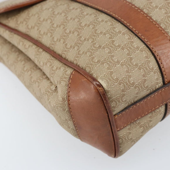 CELINE Macadam Canvas Hand Bag PVC Leather Beige Gold Auth 172281