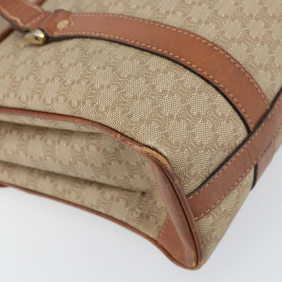 CELINE Macadam Canvas Hand Bag PVC Leather Beige Gold Auth 172281