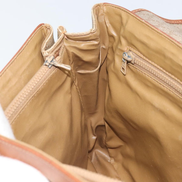 CELINE Macadam Canvas Hand Bag PVC Leather Beige Gold Auth 172281