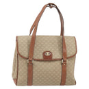 CELINE Macadam Canvas Hand Bag PVC Leather Beige Gold Auth 172281-13