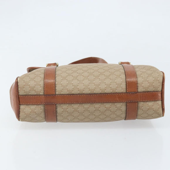 CELINE Macadam Canvas Hand Bag PVC Leather Beige Gold Auth 172281