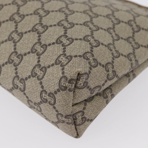 GUCCI GG Plus Supreme Clutch Bag PVC Beige Gold Auth 172282