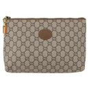 GUCCI GG Plus Supreme Clutch Bag PVC Beige Gold Auth 172282-13