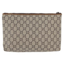GUCCI GG Plus Supreme Clutch Bag PVC Beige Gold Auth 172282-2
