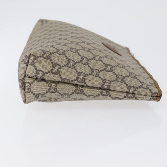 GUCCI GG Plus Supreme Clutch Bag PVC Beige Gold Auth 172282