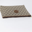 GUCCI GG Plus Supreme Clutch Bag PVC Beige Gold Auth 172282-5