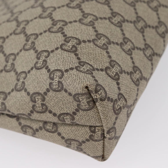 GUCCI GG Plus Supreme Clutch Bag PVC Beige Gold Auth 172282
