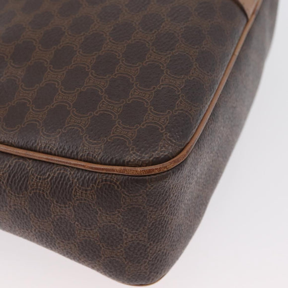 CELINE Macadam Canvas Shoulder Bag PVC Leather Brown Gold Auth 172285