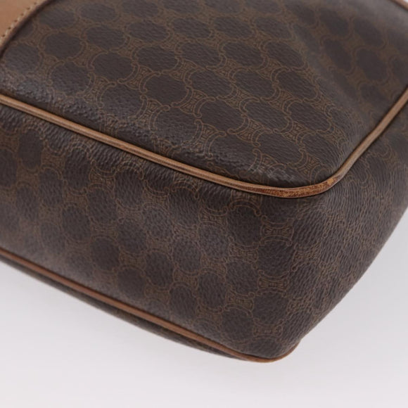 CELINE Macadam Canvas Shoulder Bag PVC Leather Brown Gold Auth 172285