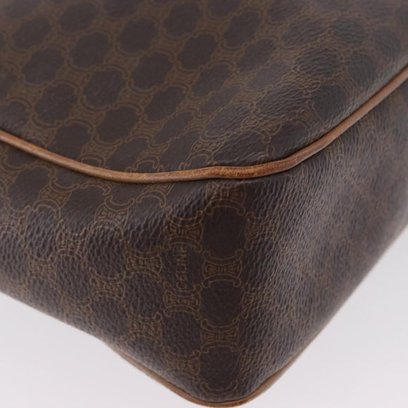 CELINE Macadam Canvas Shoulder Bag PVC Leather Brown Gold Auth 172285