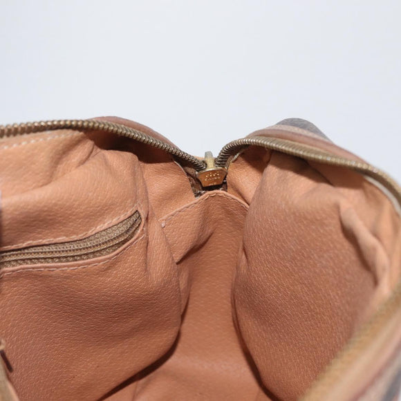 CELINE Macadam Canvas Shoulder Bag PVC Leather Brown Gold Auth 172285