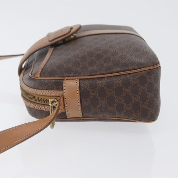 CELINE Macadam Canvas Shoulder Bag PVC Leather Brown Gold Auth 172285