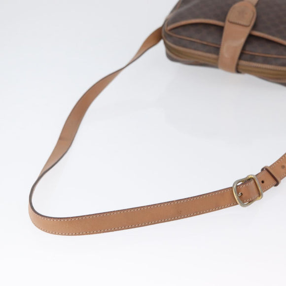 CELINE Macadam Canvas Shoulder Bag PVC Leather Brown Gold Auth 172285