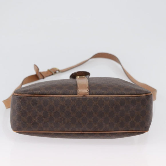 CELINE Macadam Canvas Shoulder Bag PVC Leather Brown Gold Auth 172285