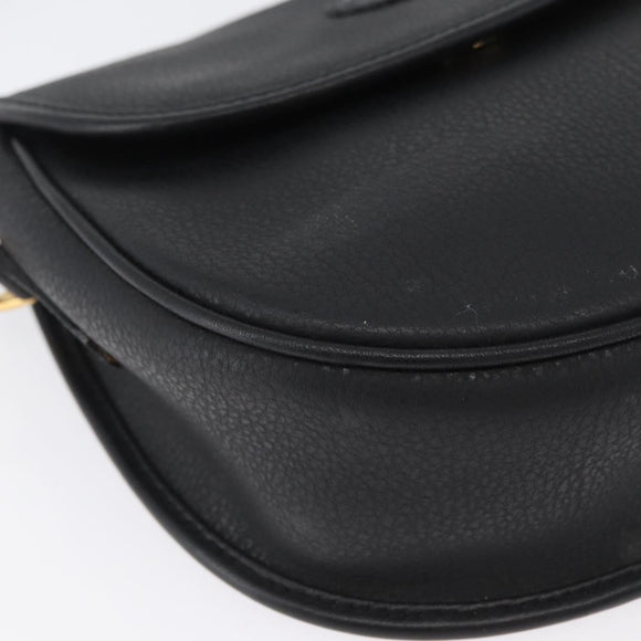 GUCCI Shoulder Bag Leather Gold Black 007 14 0074 Auth 172286