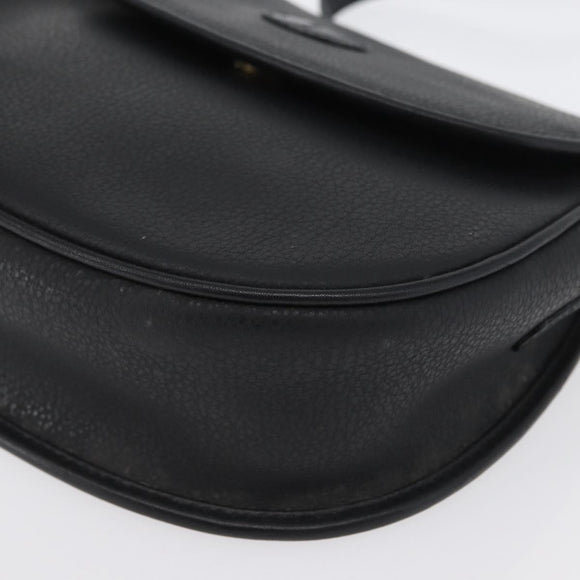 GUCCI Shoulder Bag Leather Gold Black 007 14 0074 Auth 172286