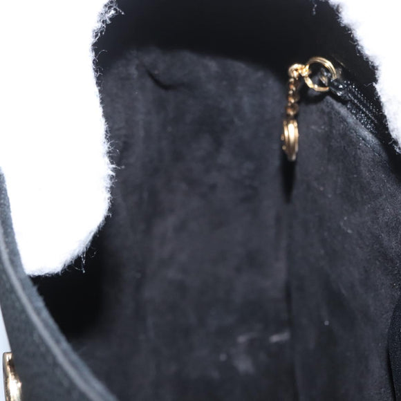 GUCCI Shoulder Bag Leather Gold Black 007 14 0074 Auth 172286