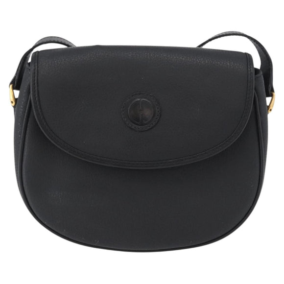 GUCCI Shoulder Bag Leather Gold Black 007 14 0074 Auth 172286
