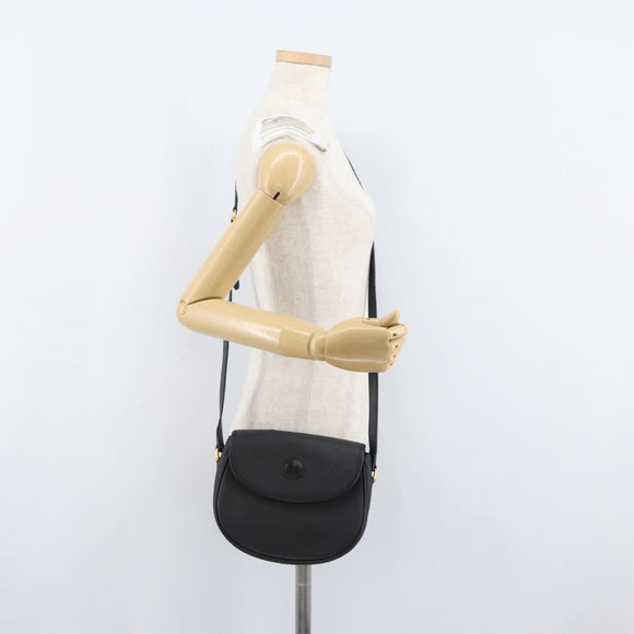 GUCCI Shoulder Bag Leather Gold Black 007 14 0074 Auth 172286