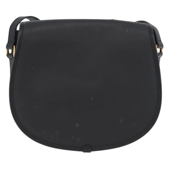 GUCCI Shoulder Bag Leather Gold Black 007 14 0074 Auth 172286