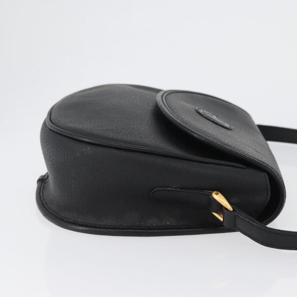 GUCCI Shoulder Bag Leather Gold Black 007 14 0074 Auth 172286