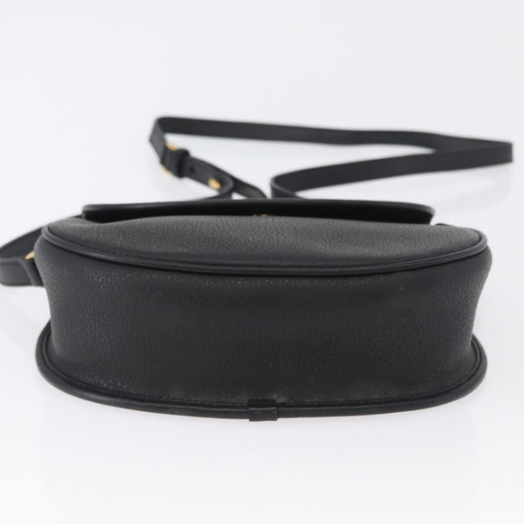 GUCCI Shoulder Bag Leather Gold Black 007 14 0074 Auth 172286