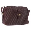 CELINE Macadam Canvas Shoulder Bag Leather Gold Bordeaux Auth 172287-1