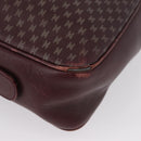 CELINE Macadam Canvas Shoulder Bag Leather Gold Bordeaux Auth 172287-10