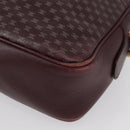 CELINE Macadam Canvas Shoulder Bag Leather Gold Bordeaux Auth 172287-11