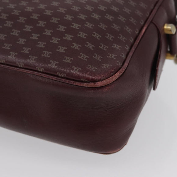 CELINE Macadam Canvas Shoulder Bag Leather Gold Bordeaux Auth 172287