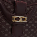 CELINE Macadam Canvas Shoulder Bag Leather Gold Bordeaux Auth 172287-15