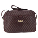 CELINE Macadam Canvas Shoulder Bag Leather Gold Bordeaux Auth 172287-2