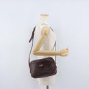 CELINE Macadam Canvas Shoulder Bag Leather Gold Bordeaux Auth 172287-24