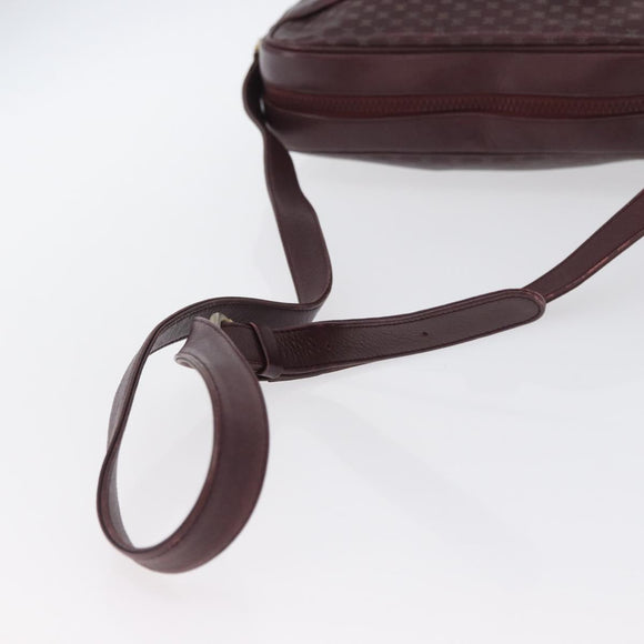 CELINE Macadam Canvas Shoulder Bag Leather Gold Bordeaux Auth 172287