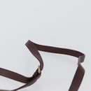 CELINE Macadam Canvas Shoulder Bag Leather Gold Bordeaux Auth 172287-8