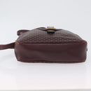 CELINE Macadam Canvas Shoulder Bag Leather Gold Bordeaux Auth 172287-9