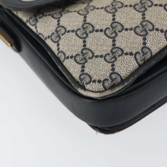 GUCCI GG Supreme Shoulder Bag PVC Navy Gold Auth 172288