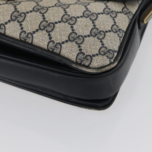 GUCCI GG Supreme Shoulder Bag PVC Navy Gold Auth 172288