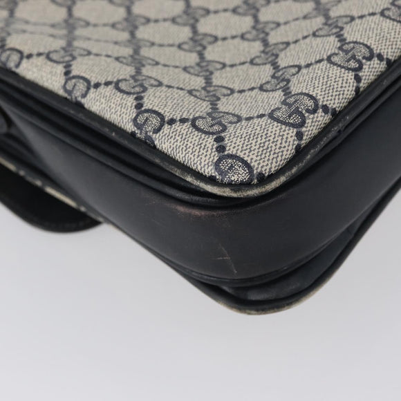GUCCI GG Supreme Shoulder Bag PVC Navy Gold Auth 172288