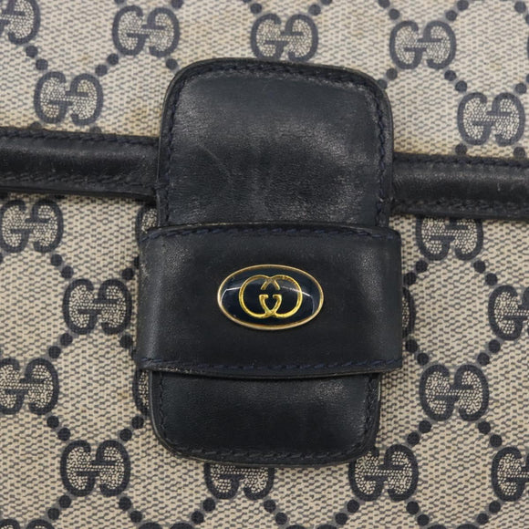 GUCCI GG Supreme Shoulder Bag PVC Navy Gold Auth 172288
