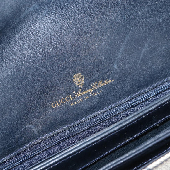 GUCCI GG Supreme Shoulder Bag PVC Navy Gold Auth 172288