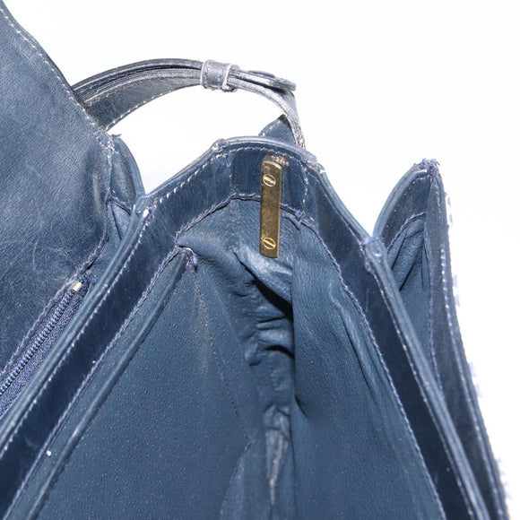 GUCCI GG Supreme Shoulder Bag PVC Navy Gold Auth 172288