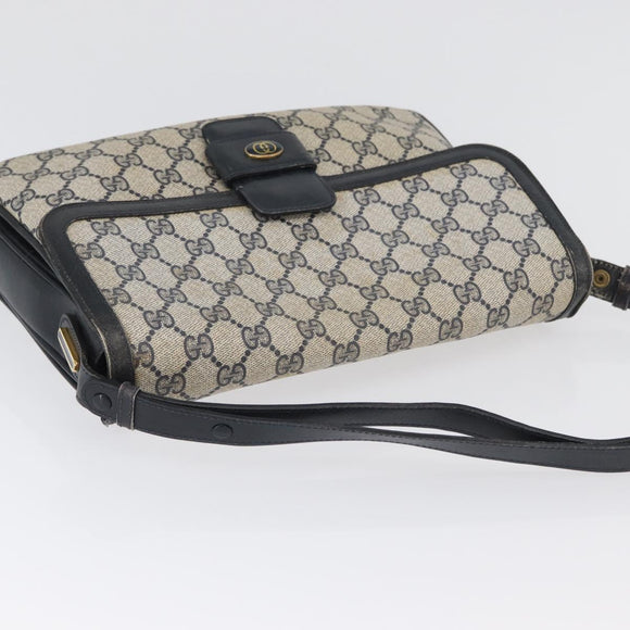 GUCCI GG Supreme Shoulder Bag PVC Navy Gold Auth 172288