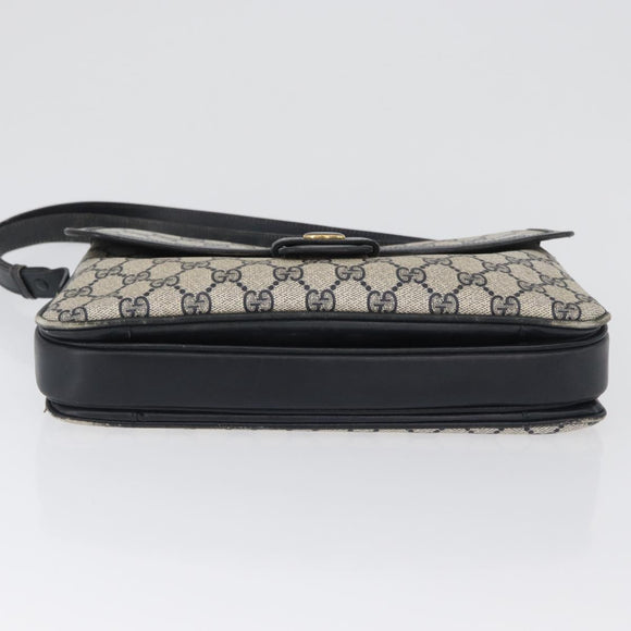 GUCCI GG Supreme Shoulder Bag PVC Navy Gold Auth 172288