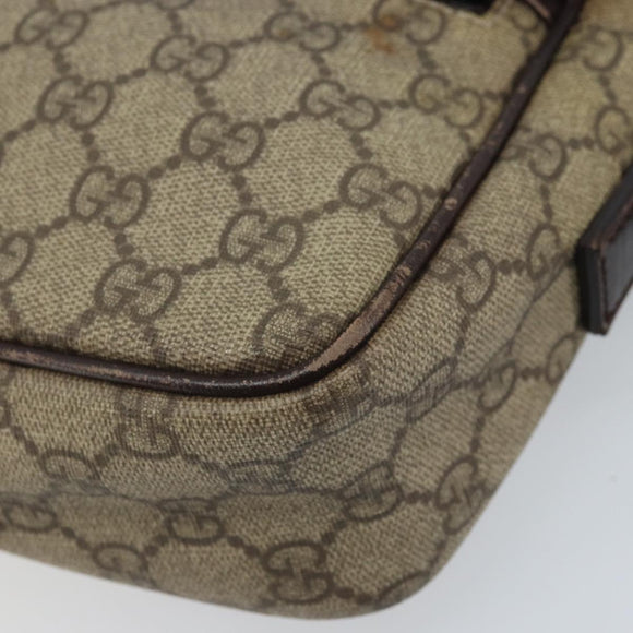GUCCI GG Supreme Shoulder Bag PVC Beige Silver 114291 Auth 172289