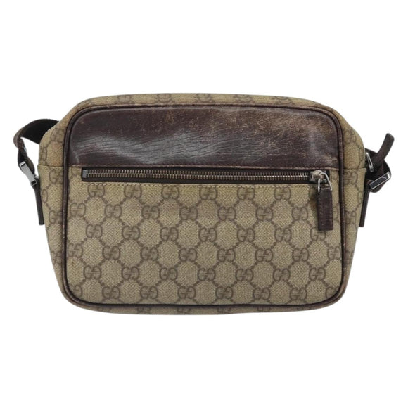 GUCCI GG Supreme Shoulder Bag PVC Beige Silver 114291 Auth 172289