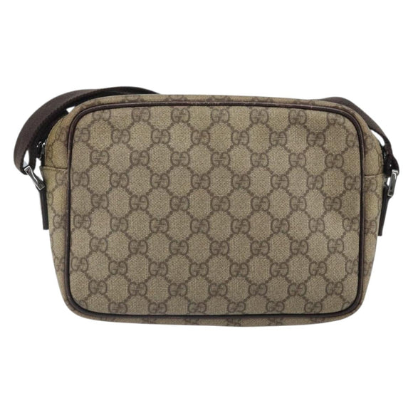 GUCCI GG Supreme Shoulder Bag PVC Beige Silver 114291 Auth 172289