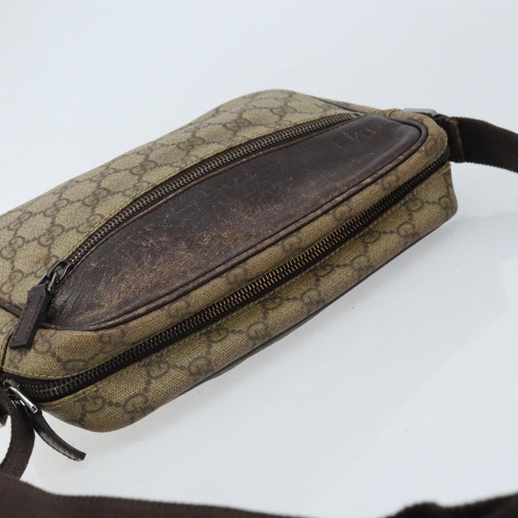 GUCCI GG Supreme Shoulder Bag PVC Beige Silver 114291 Auth 172289