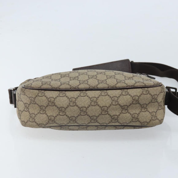 GUCCI GG Supreme Shoulder Bag PVC Beige Silver 114291 Auth 172289