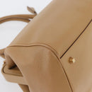PRADA Hand Bag Leather Beige Gold Auth 172291-16